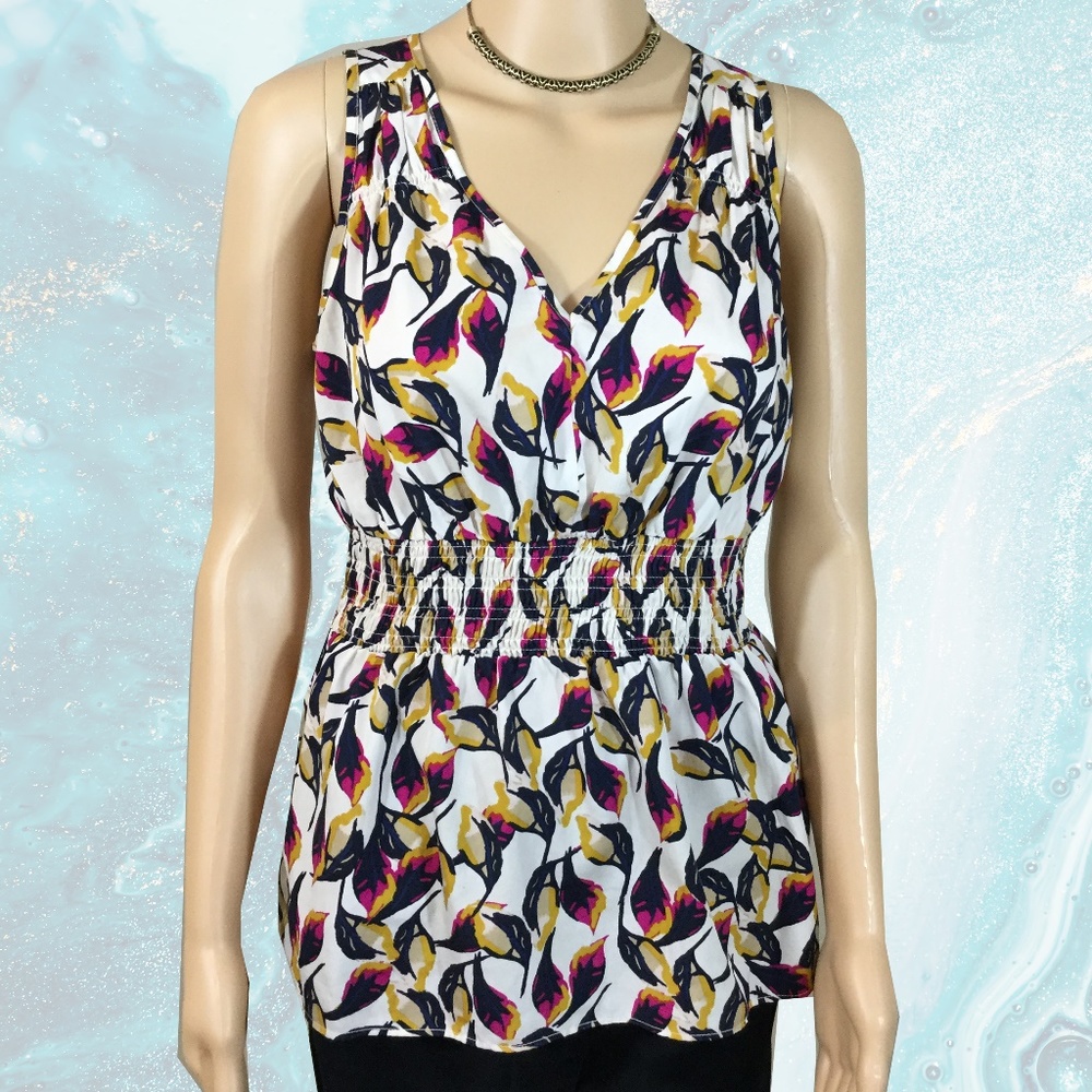 Banana Republic Leaf Print Peplum Top